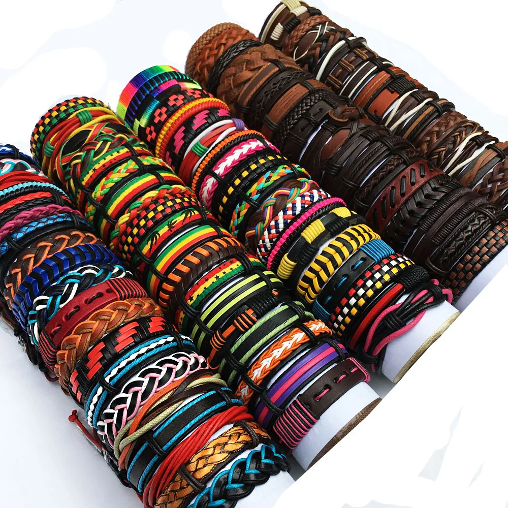 Wholesale Bulk Lots Random 30PCS Mix Styles Multi-color Leather Cuff Bracelets Bangles Men's Women's Jewelry Party Gifts KP15 
Wholesale Bulk Lots Random 30PCS Mix Styles Multi-color Leather Cuff Bracelets Bangles Men's Women's Jewelry Party Gifts KP15