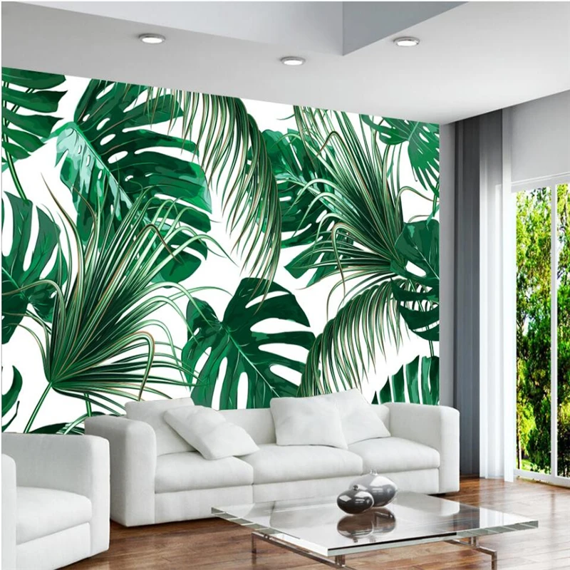 beibehang Modern simple fresh rain forest plants banana leaves garden fresco wall custom large mural green wallpaper
beibehang Modern simple fresh rain forest plants banana leaves garden fresco wall custom large mural green wallpaper