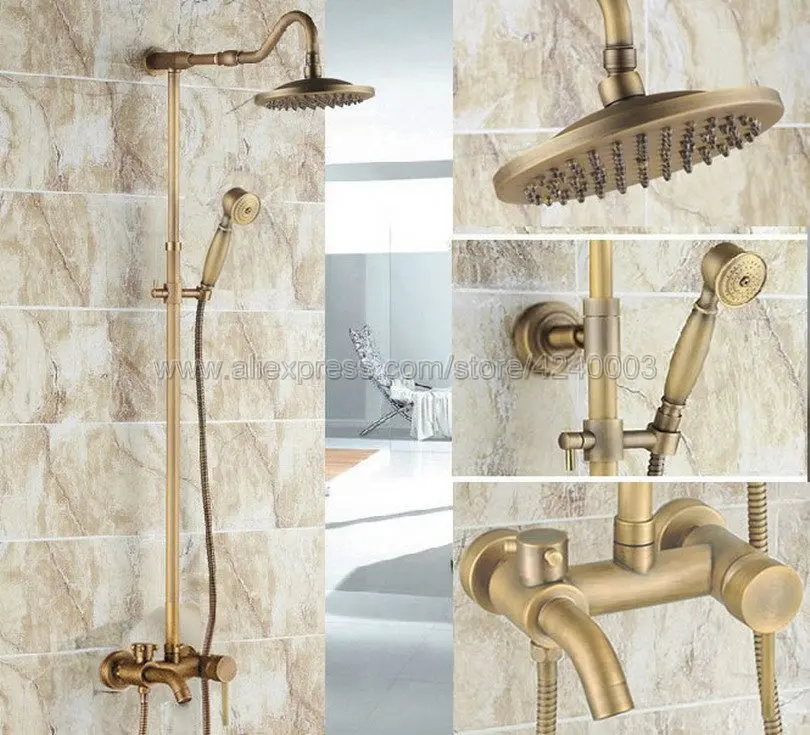 Antique Brass Bathroom Rainfall Shower Faucet Set Mixer Tap With Hand Sprayer Wall Mounted Bath Shower Sets Krs225
Antique Brass Bathroom Rainfall Shower Faucet Set Mixer Tap With Hand Sprayer Wall Mounted Bath Shower Sets Krs225