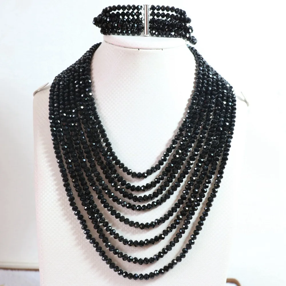 HOT!!fashion black crystal glass 4x6mm beads jewelry set 8 rows chain nacklace 5 rows bracelet beads B849
HOT!!fashion black crystal glass 4x6mm beads jewelry set 8 rows chain nacklace 5 rows bracelet beads B849