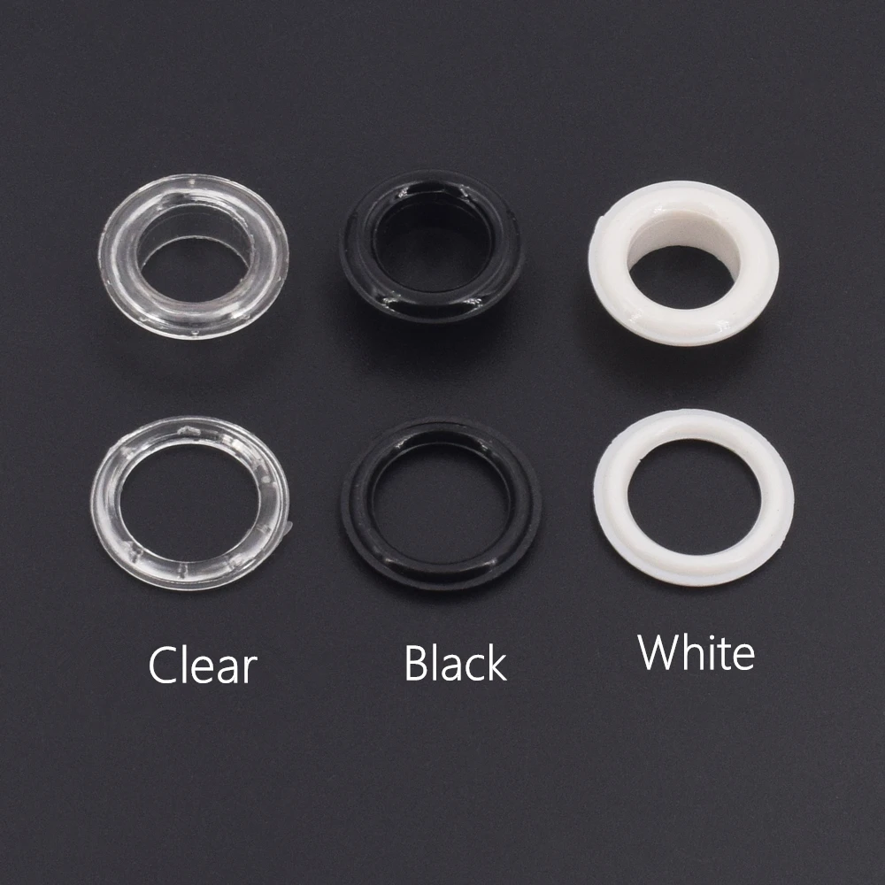 White/Clear/Black Plastic eyelets and Eyelet Punch Die Tool Set for Leather Craft Clothing Grommet Banner 5mm-12mm 100sets
White/Clear/Black Plastic eyelets and Eyelet Punch Die Tool Set for Leather Craft Clothing Grommet Banner 5mm-12mm 100sets
