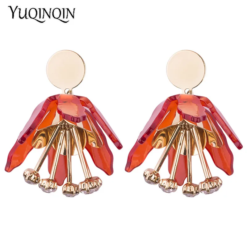 Classic New Fashion Drop Resin Flower Earrings for Women Big Metal Dangling Acrylic Earring With Crystal Elegant Wedding Jewelry
Classic New Fashion Drop Resin Flower Earrings for Women Big Metal Dangling Acrylic Earring With Crystal Elegant Wedding Jewelry