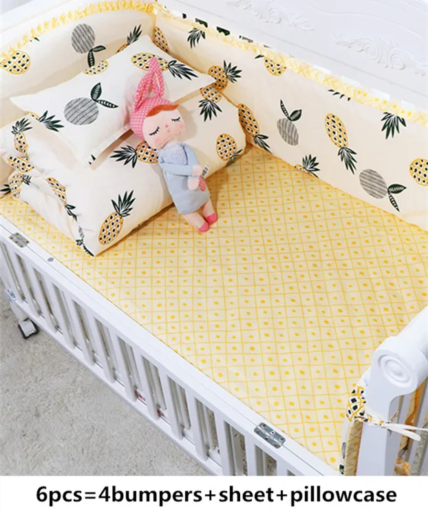 protetor de berco 6pcs pineapple Cartoon baby bedding set cotton curtain crib bumper baby bed ,(4bumpers+sheet+pillow cover)
protetor de berco 6pcs pineapple Cartoon baby bedding set cotton curtain crib bumper baby bed ,(4bumpers+sheet+pillow cover)