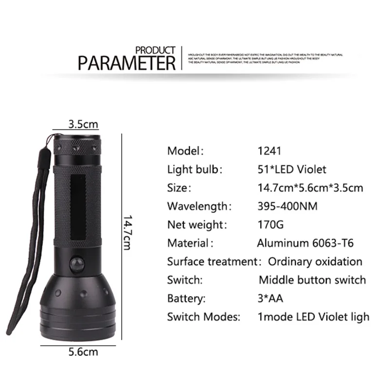 UV Flashlight Black Light, 9 12 21 51 LED 395 nM Ultraviolet Torch Blacklight Detector for Dog Urine, Pet Stains and Bed Bug z50
UV Flashlight Black Light, 9 12 21 51 LED 395 nM Ultraviolet Torch Blacklight Detector for Dog Urine, Pet Stains and Bed Bug z50