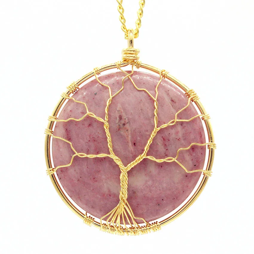 FYJS Unique Light Yellow Gold Color Wire Wrap Rhodonite Stone Pendant Tree of Life Necklace Link Chain Jewelry
FYJS Unique Light Yellow Gold Color Wire Wrap Rhodonite Stone Pendant Tree of Life Necklace Link Chain Jewelry