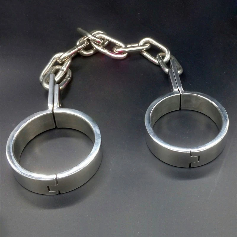 

Stainless steel ankle cuffs metal bondage restraints adult gams slave BDSM fetish sex toys for couples chain shackles leg irons