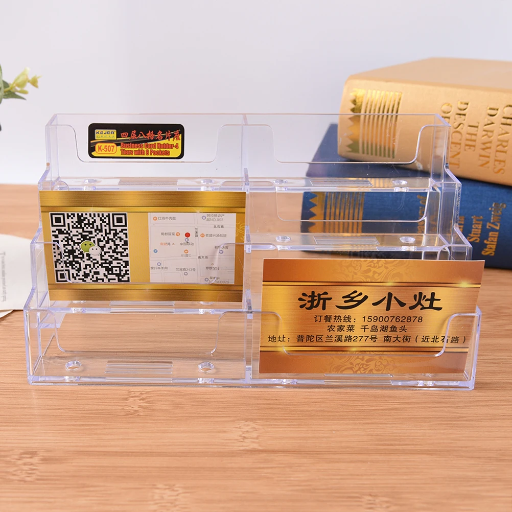 1pc New Desktop Office Business Card Holder 8 Pockets Stand Clear Transparent Acrylic Counter Display Stand Office Home Supplies
1pc New Desktop Office Business Card Holder 8 Pockets Stand Clear Transparent Acrylic Counter Display Stand Office Home Supplies