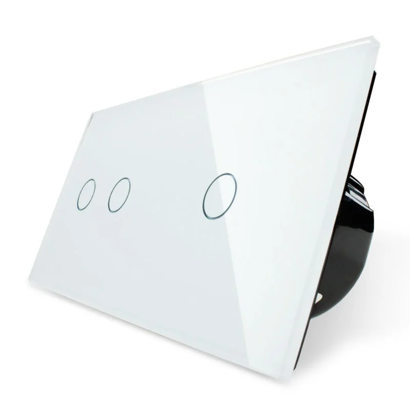 

Livolo сенсорный выключатель, 2Gang левый + 1 правой белый кристалл Стекло Панель, настенный светильник выключатель + светодиодный индикатор