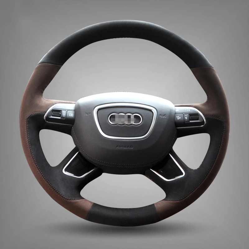 Hand Sew Black brown Suede Steering Wheel Cover for Audi A3 (8V) A4 (B8) A8 (D4) Q3 Q5 A6 (C7) Q7
Hand Sew Black brown Suede Steering Wheel Cover for Audi A3 (8V) A4 (B8) A8 (D4) Q3 Q5 A6 (C7) Q7