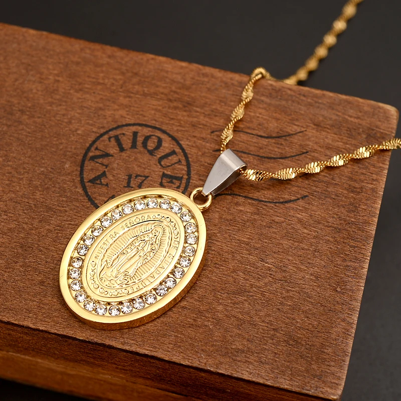 Religious Jewelry Statement Necklace Punk Women Men 14 k Fine Solid Gold FINISH Chains Virgin Mary crystal cz Pendant Vintage
Religious Jewelry Statement Necklace Punk Women Men 14 k Fine Solid Gold FINISH Chains Virgin Mary crystal cz Pendant Vintage