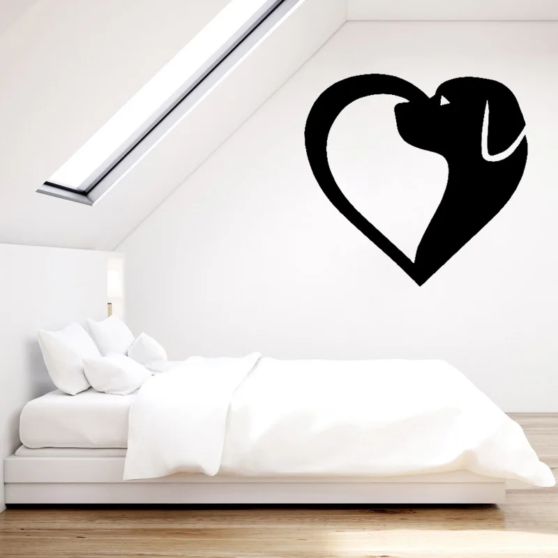 YOJA 57CM*54.3CM DOGGY HEART DOG Love Fashion PVC Home Decor Wall Sticker For Living Room W3-246 | Дом и сад