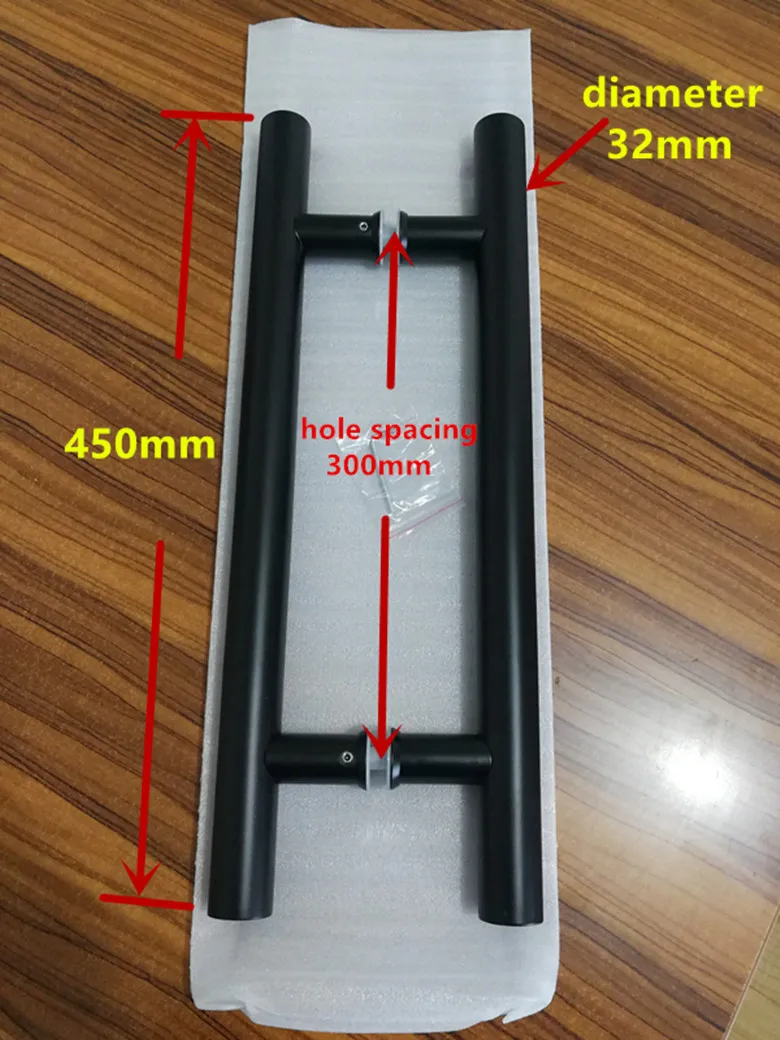 Черная дверная ручка из нержавеющей стали диаметром 32*450 мм 18 дюймов|Ручка для
