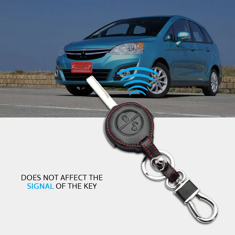 ATOBABI 2 кнопки кожаный чехол для ключей автомобиля брелок Mitsubishi Carisma Colt Warrior Spacestar Z30