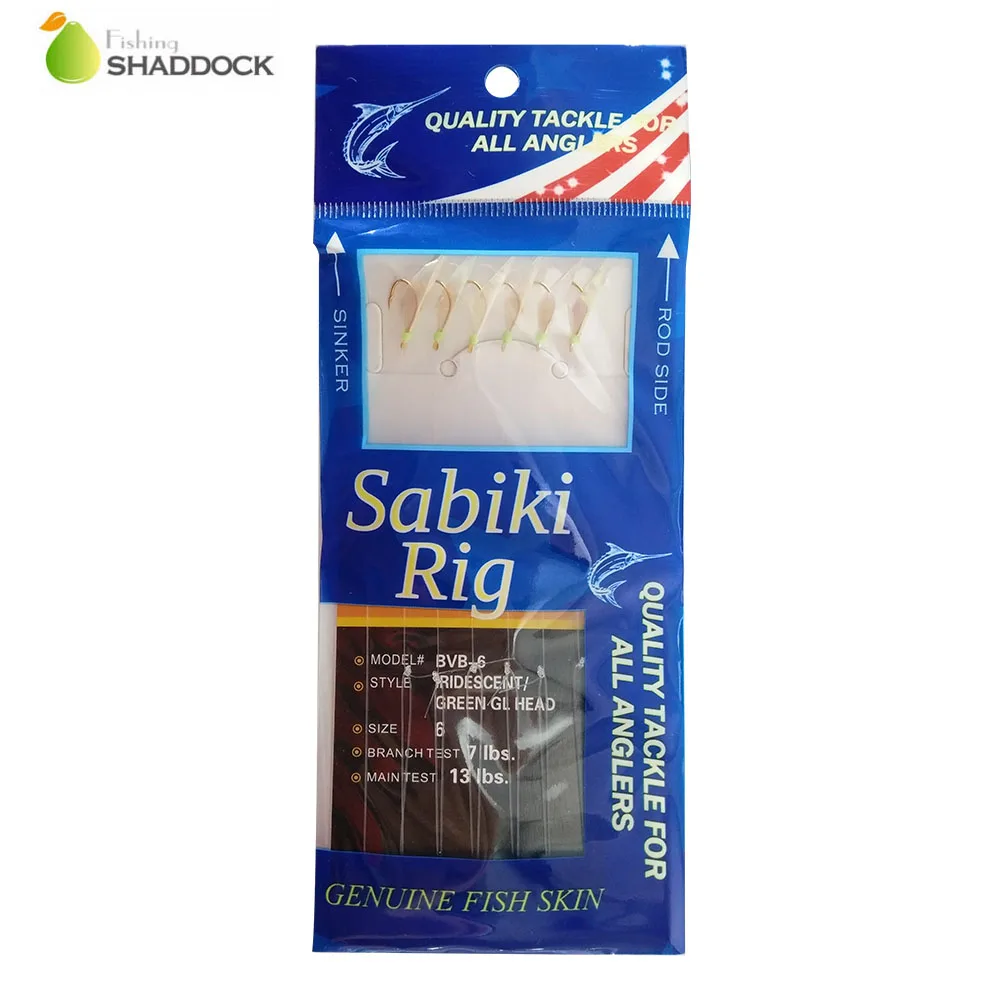 Shaddock рыболовная 10 шт приманка из рыбьей кожи Сабики буровые 6 Крючки для руки