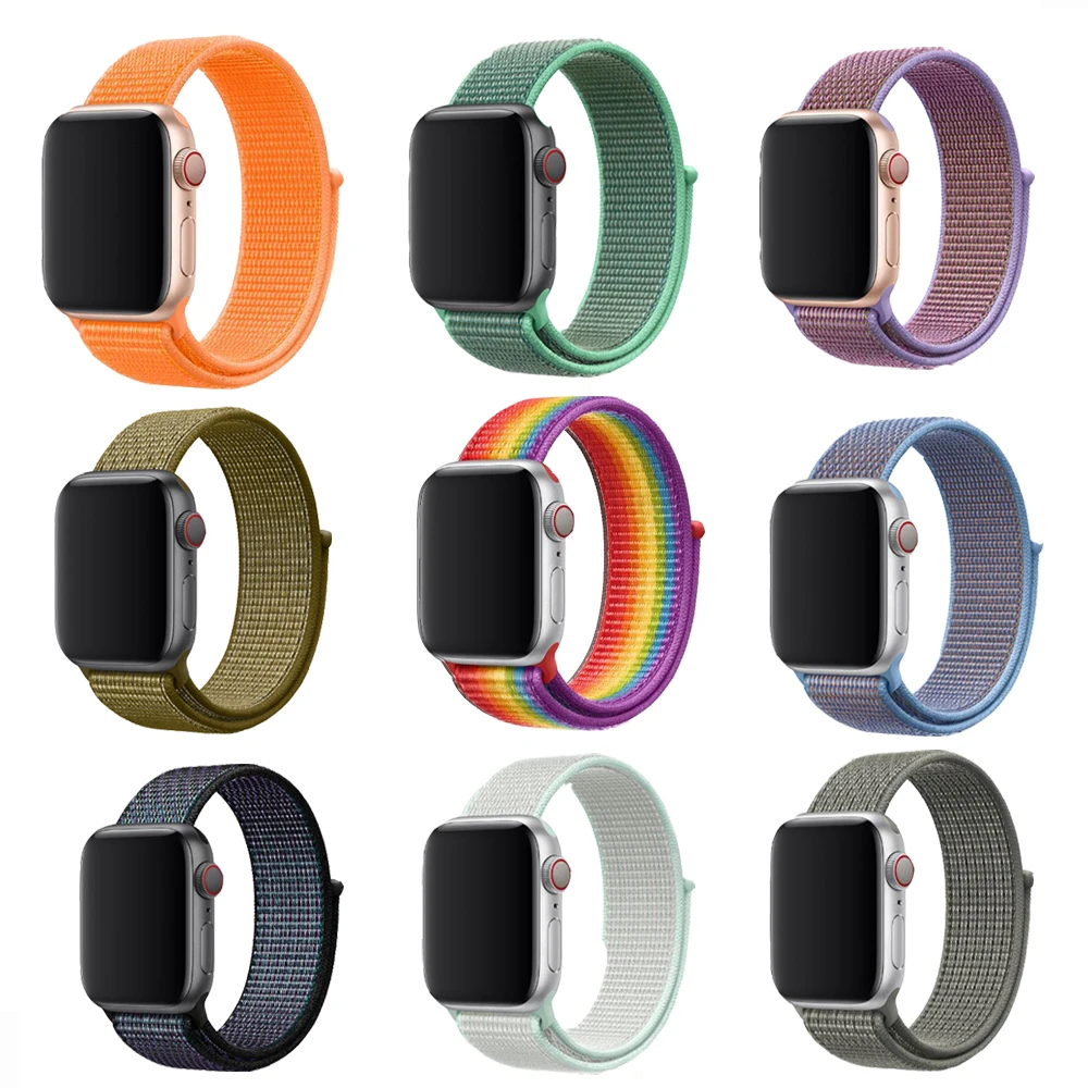 Новые цветные полосы для iwatch 42 мм 38 3 2 1 тканая нейлоновая Спортивная петля Apple Watch