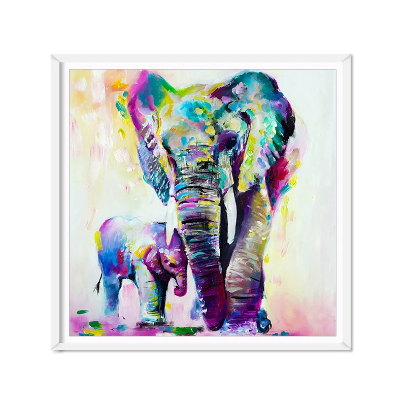 Unframed Wall Art Canvas Painting Colorful Mother and Child Elephant Picture Oil Painting on Canvas Abstract for Home Room Decor
Unframed Wall Art Canvas Painting Colorful Mother and Child Elephant Picture Oil Painting on Canvas Abstract for Home Room Decor