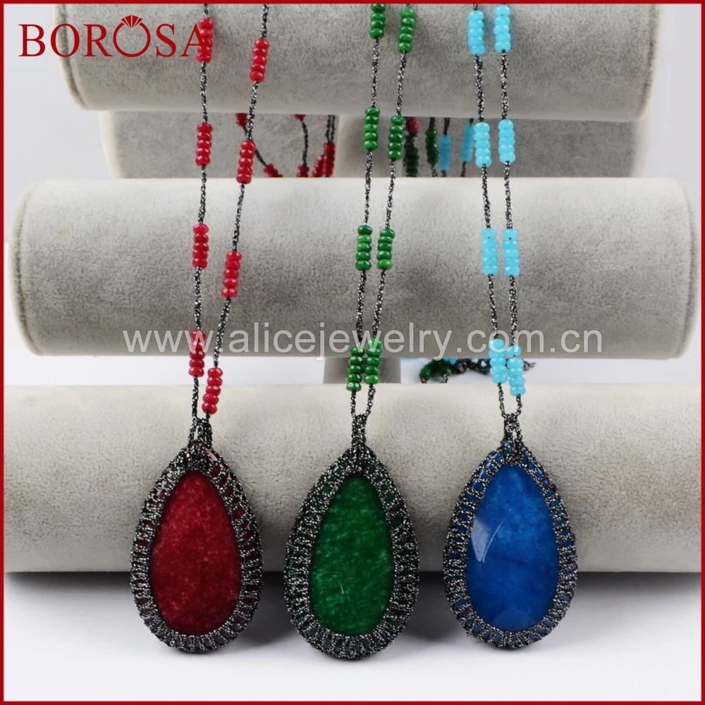 BOROSA New 32'' Handcrafted Druzy Pendant Necklace,Rainbow Teardrop Shape Charm Natural Crystal Necklace Drusy for Women WX567
BOROSA New 32'' Handcrafted Druzy Pendant Necklace,Rainbow Teardrop Shape Charm Natural Crystal Necklace Drusy for Women WX567