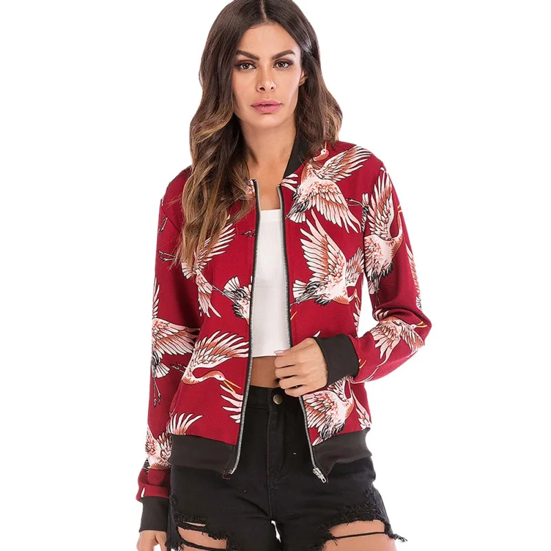 Retro Crane Print Women Coat Fashion Ladies Long Sleeves Zipper Up Bomber Jacket Casual Coat Autumn Outwear Women Clothes
Retro Crane Print Women Coat Fashion Ladies Long Sleeves Zipper Up Bomber Jacket Casual Coat Autumn Outwear Women Clothes