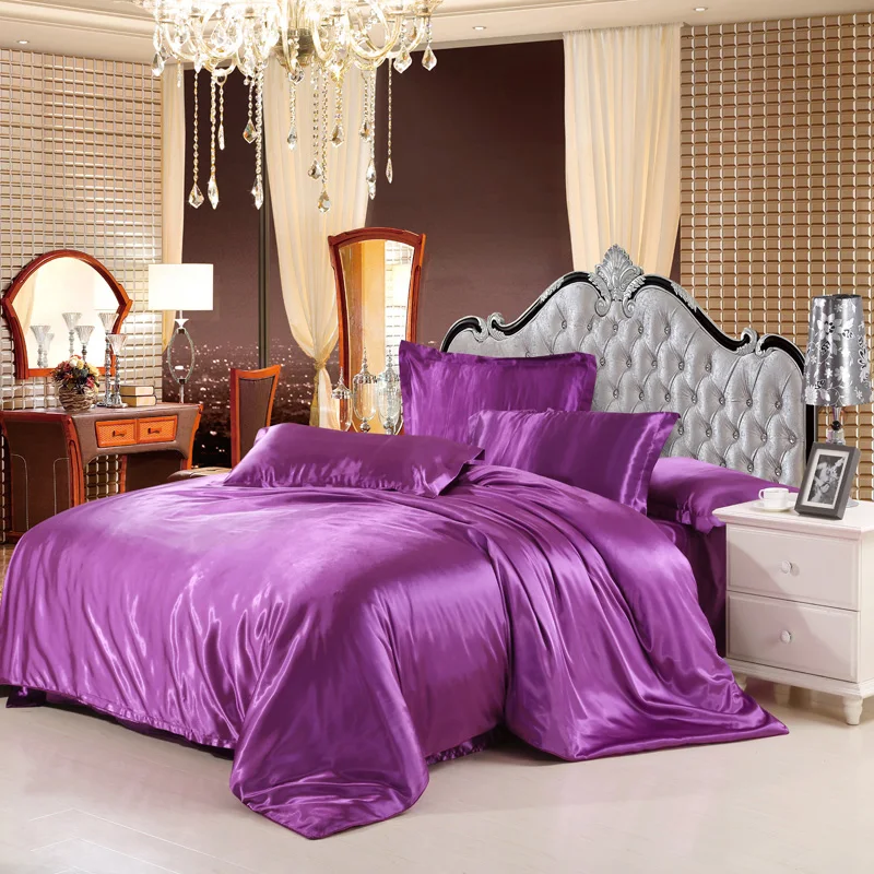 2016 Hot!! Mitation silk quilt violet satin sheets cotton solid satin duvet cover set king size bedsheet 3/4pcs of bedding sets.
2016 Hot!! Mitation silk quilt violet satin sheets cotton solid satin duvet cover set king size bedsheet 3/4pcs of bedding sets.
