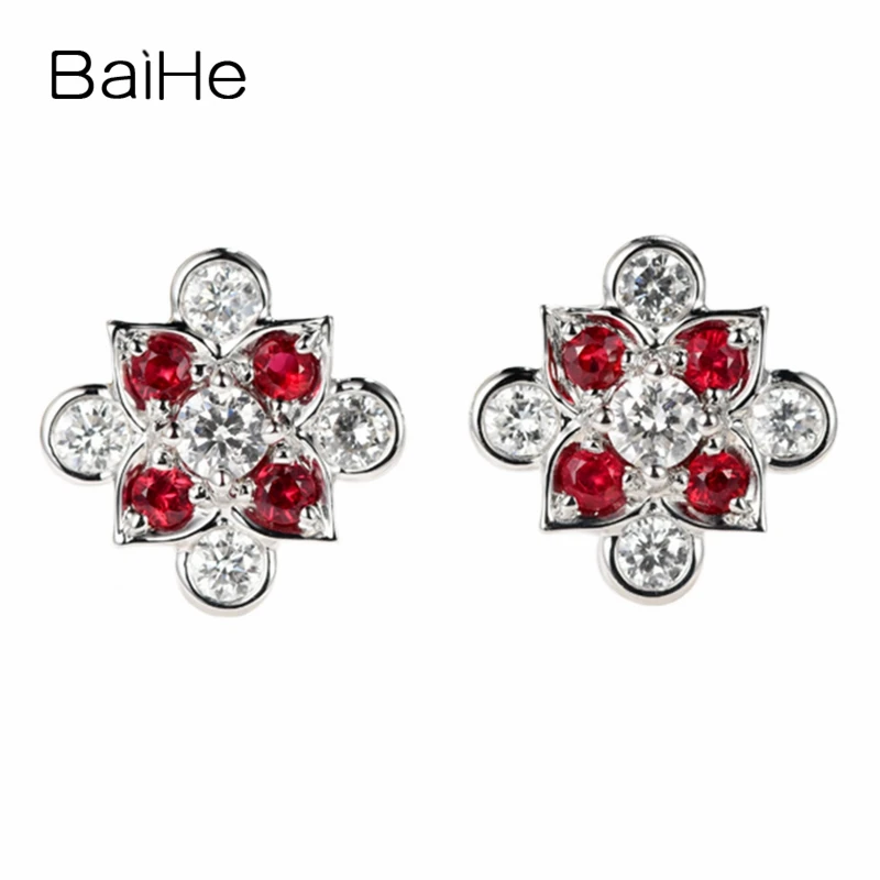 BAIHE Genuine Solid 14K White Gold Real Natural Ruby Earrings Natural Diamonds Fine Jewelry Stud Earrings Women Man
BAIHE Genuine Solid 14K White Gold Real Natural Ruby Earrings Natural Diamonds Fine Jewelry Stud Earrings Women Man