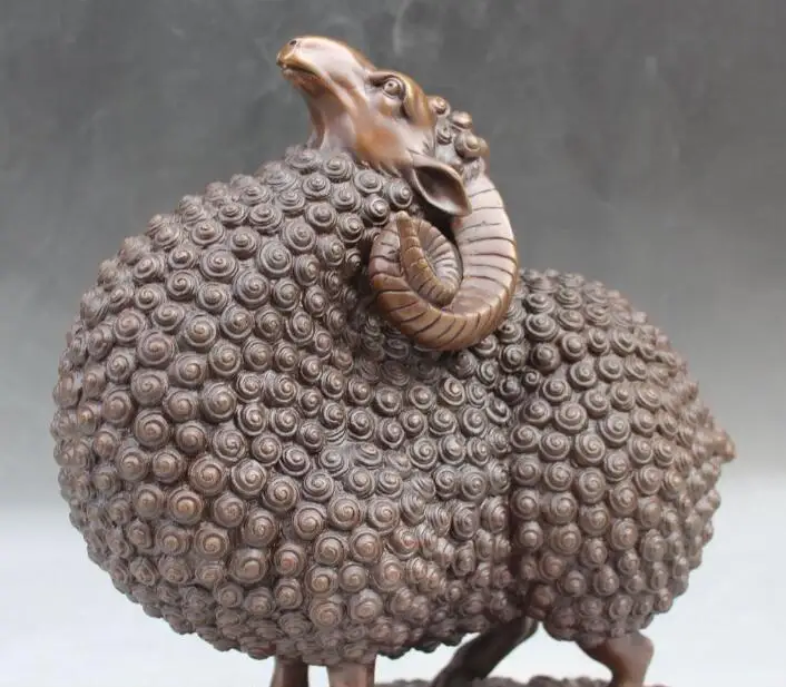 S00260 12" Chinese FengShui Pure Bronze Zodiac Year Sheep Goat Ram Animal Sculpture
S00260 12" Chinese FengShui Pure Bronze Zodiac Year Sheep Goat Ram Animal Sculpture