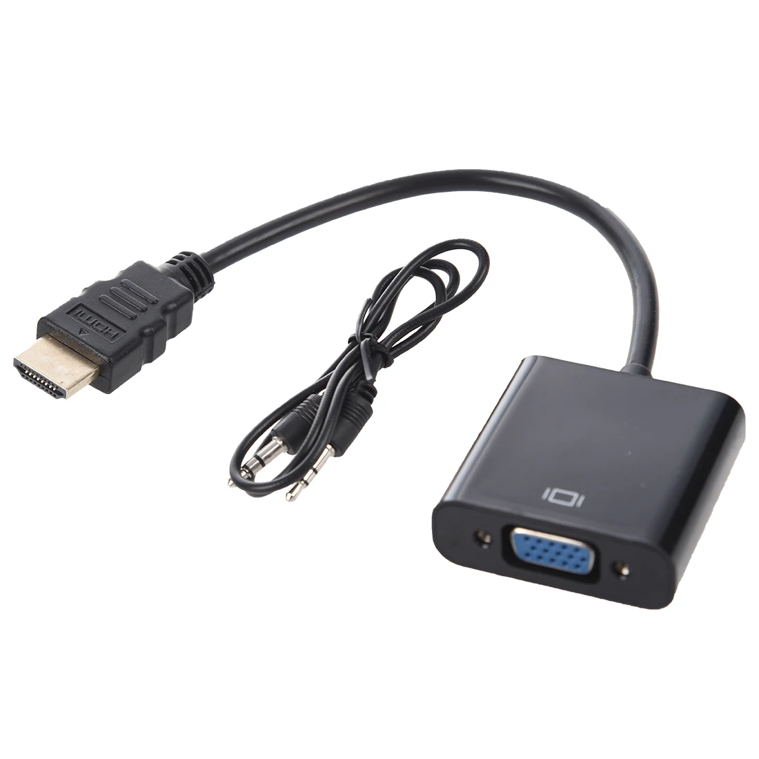 Адаптер преобразователя HDMI-VGA + аудиоразъем 3 5 мм full HD 1080P черный | Электроника