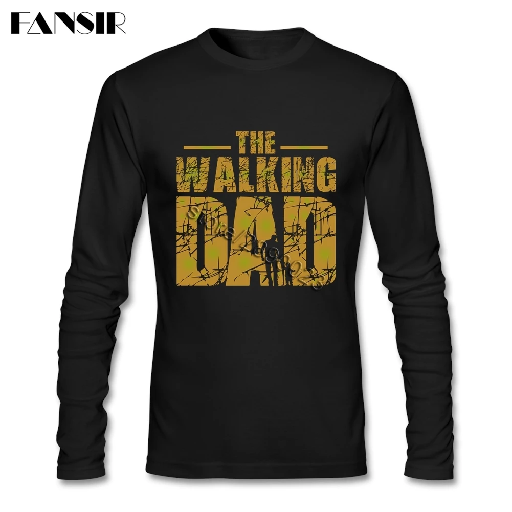 Walking папа Футболка зомби Для мужчин популярных Camiseta для с длинными рукавами 100%