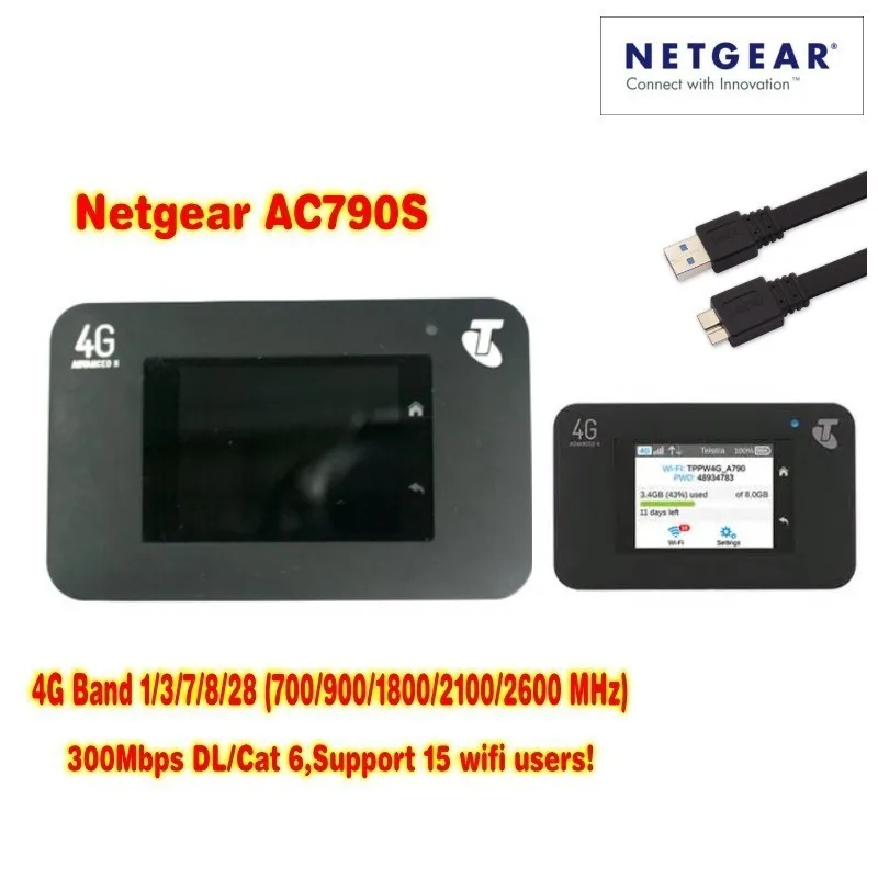 Разблокированный Netgear Aircard 790s (плюс антенна 2 шт) 300 Мбит/с 4G Мобильный Hotspot wifi