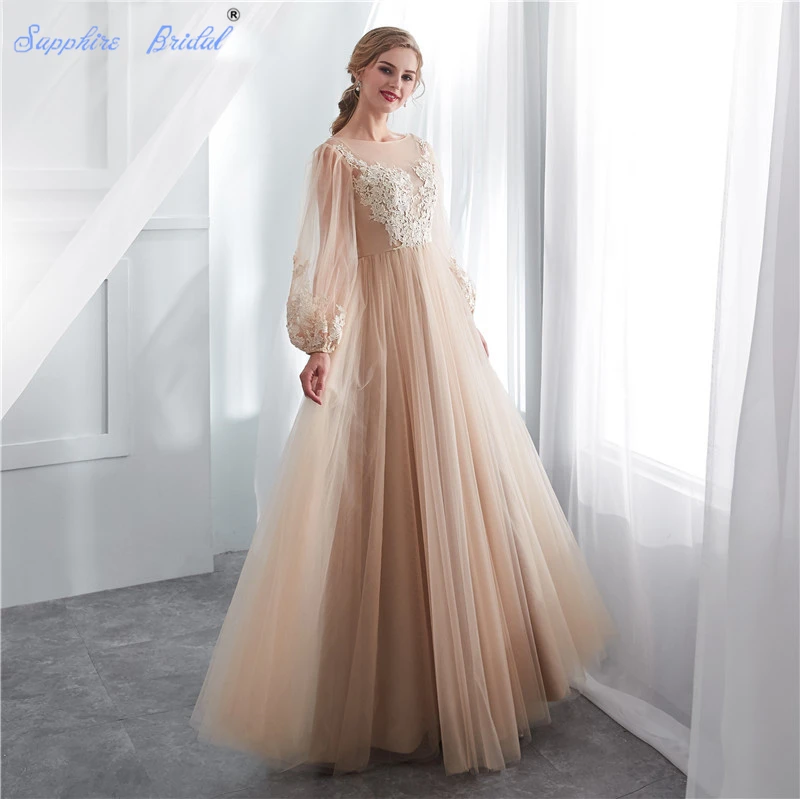 Платье для свадьбы Sapphire легкое пляжное платье цвета шампанского с длинным