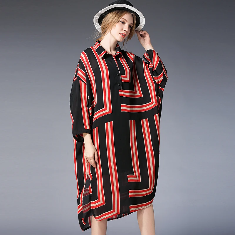 4XL Women Chiffon Striped Dresses Summer Oversized Spring New Plaid Work Casual Dresses Female vintage Novelty Brief Dress
4XL Women Chiffon Striped Dresses Summer Oversized Spring New Plaid Work Casual Dresses Female vintage Novelty Brief Dress