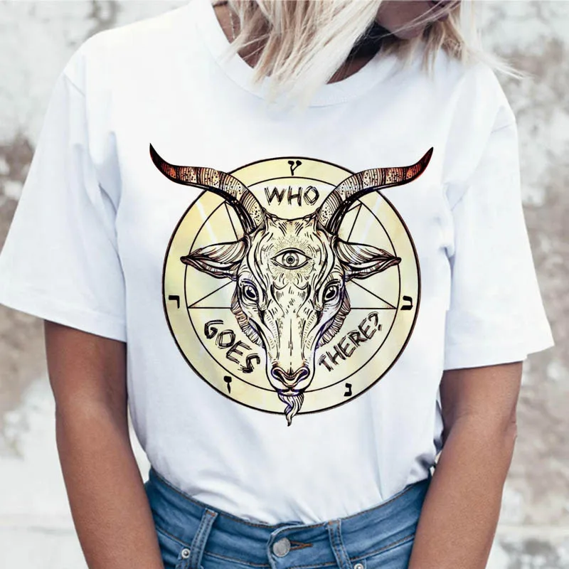 Футболка baphomet футболка с рисунком в Корейском стиле Харадзюку забавная для