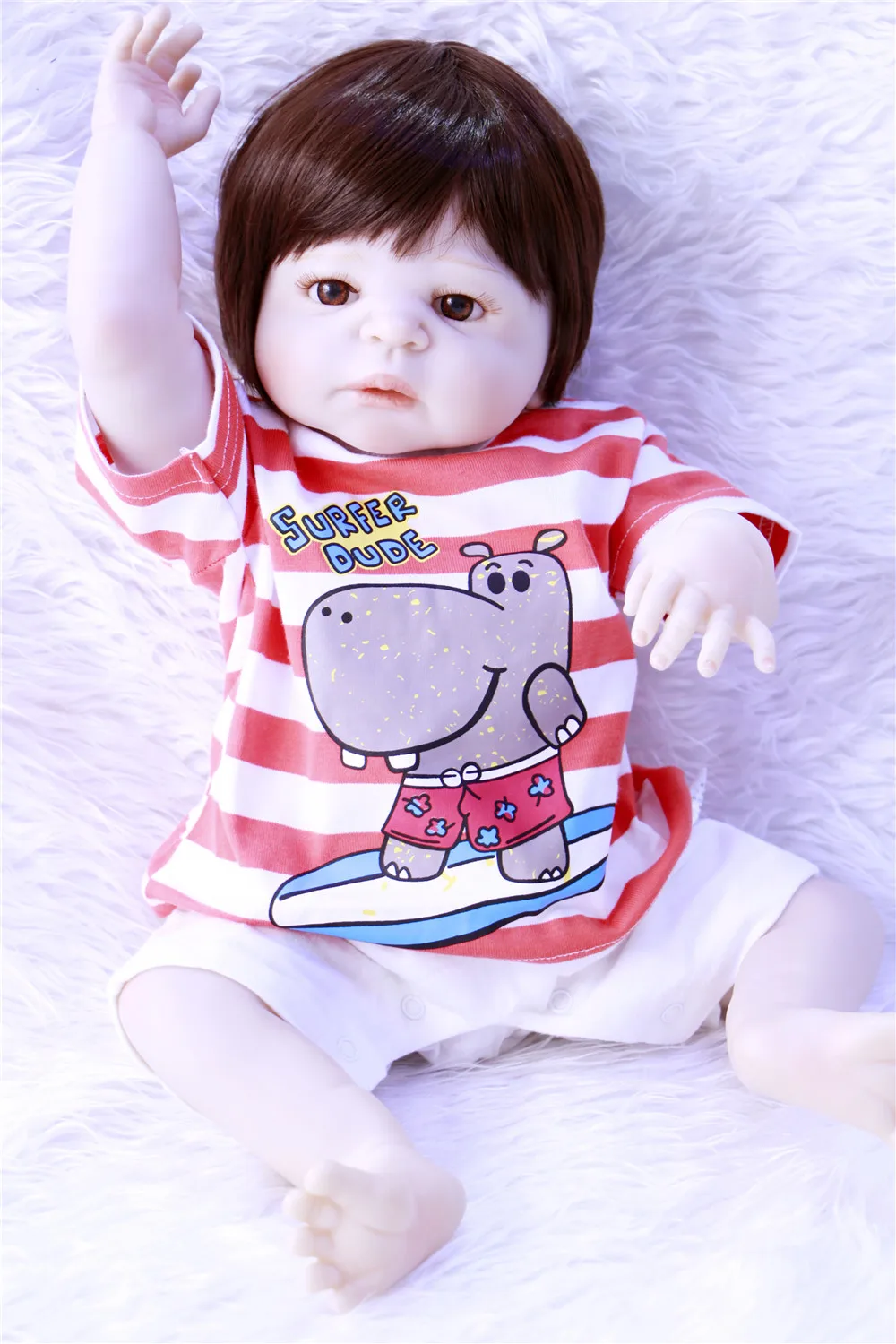 girl baby reborn Silicone dolls, lifelike doll reborn babies for Children's toys 22inch 55cm The Red stripes clothes doll
girl baby reborn Silicone dolls, lifelike doll reborn babies for Children's toys 22inch 55cm The Red stripes clothes doll