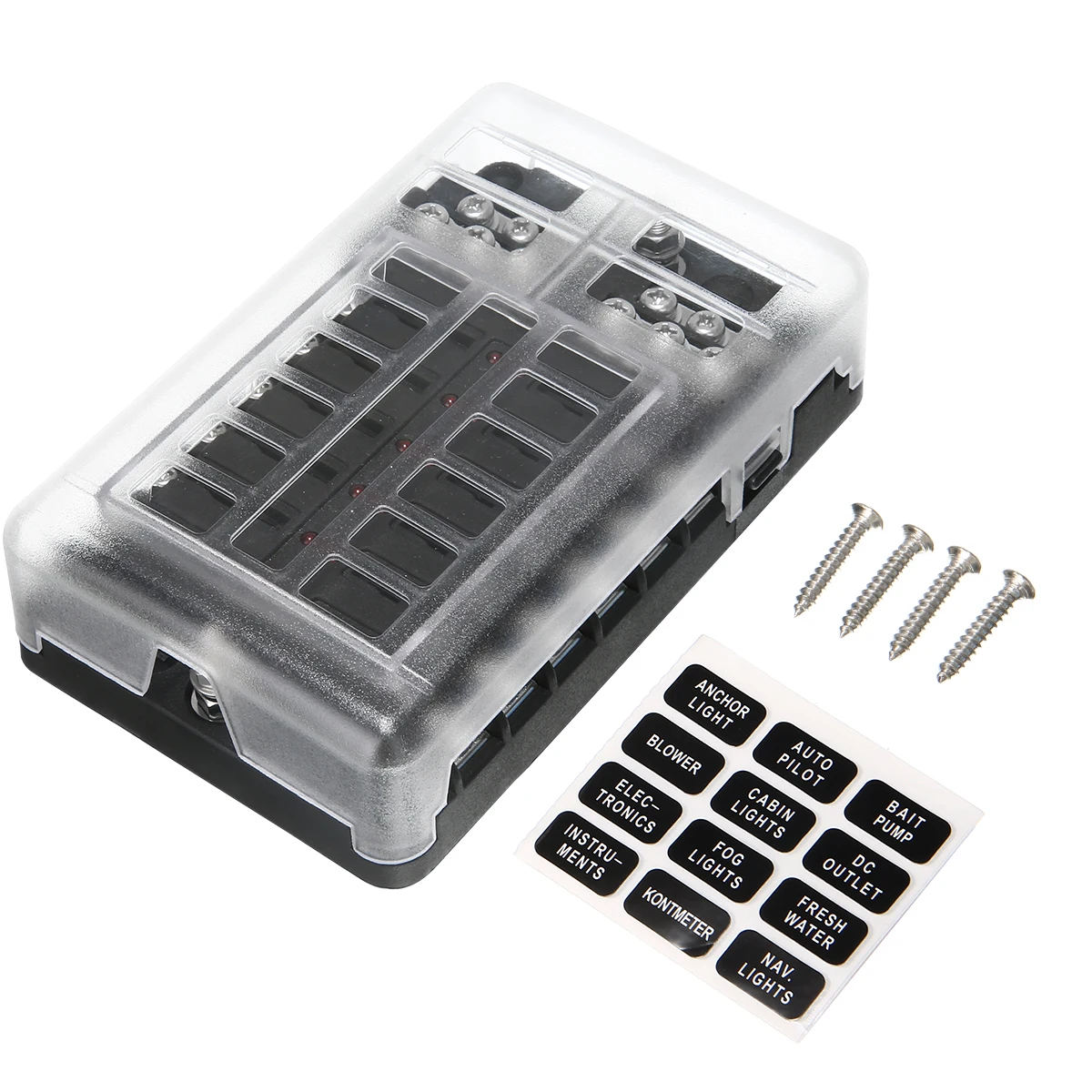 DC 12-32V 100A 12 Way Fuse Box Car Truck Boat Bus Power Distribution Block Double Busbars 12-way Fuse Box with screws&labels
DC 12-32V 100A 12 Way Fuse Box Car Truck Boat Bus Power Distribution Block Double Busbars 12-way Fuse Box with screws&labels