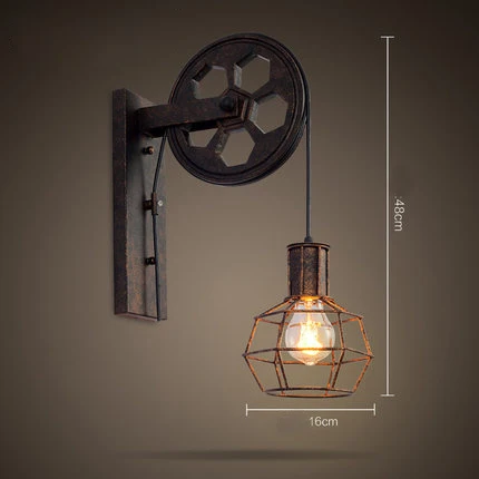 American rural loft industrial retro wall lamp lifting pulley iron cage wall lamp restaurant corridor bar lamp
American rural loft industrial retro wall lamp lifting pulley iron cage wall lamp restaurant corridor bar lamp