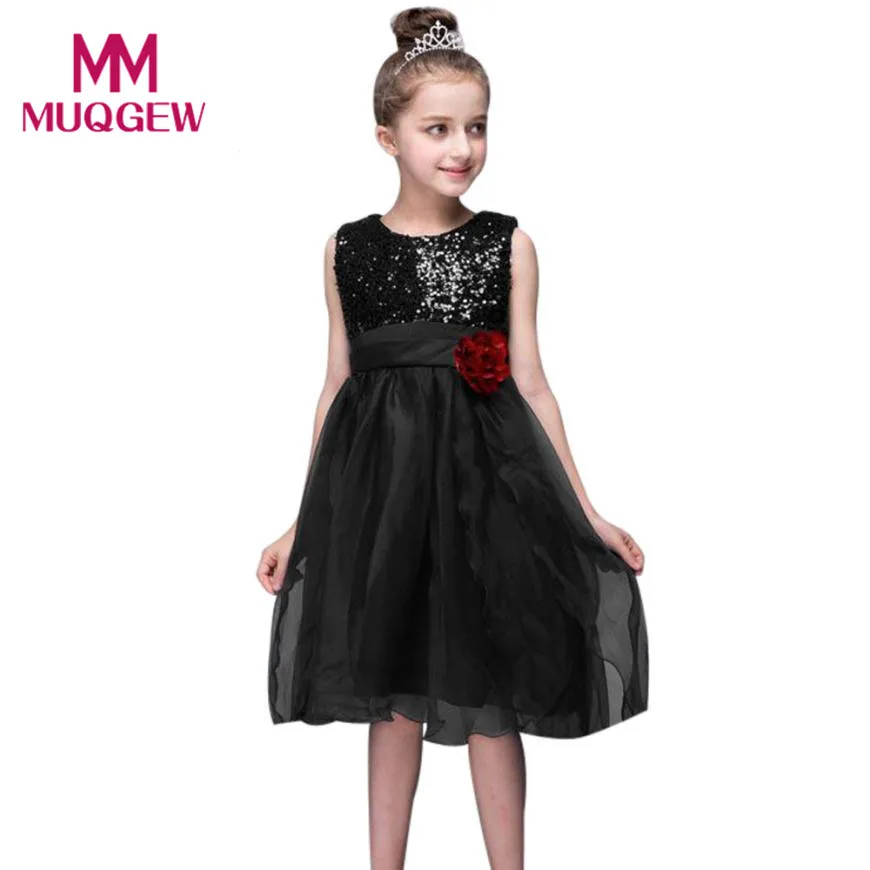 New Year Children Bling Sequins Flower Princess Girl Dress for Wedding Birthday Party Kids Evening Prom Dresses Girls | Детская одежда