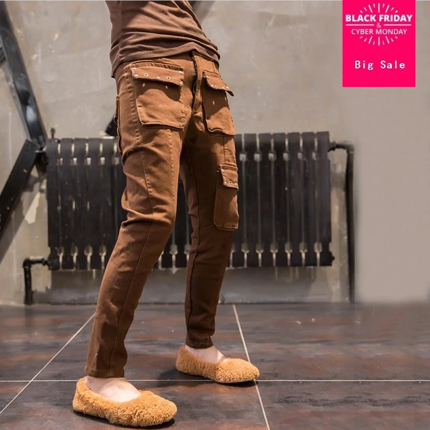 European station 2018 autumn new women's fashion personality rivet jeans female casual denim trousers Multi-pocket pants L1161
European station 2018 autumn new women's fashion personality rivet jeans female casual denim trousers Multi-pocket pants L1161