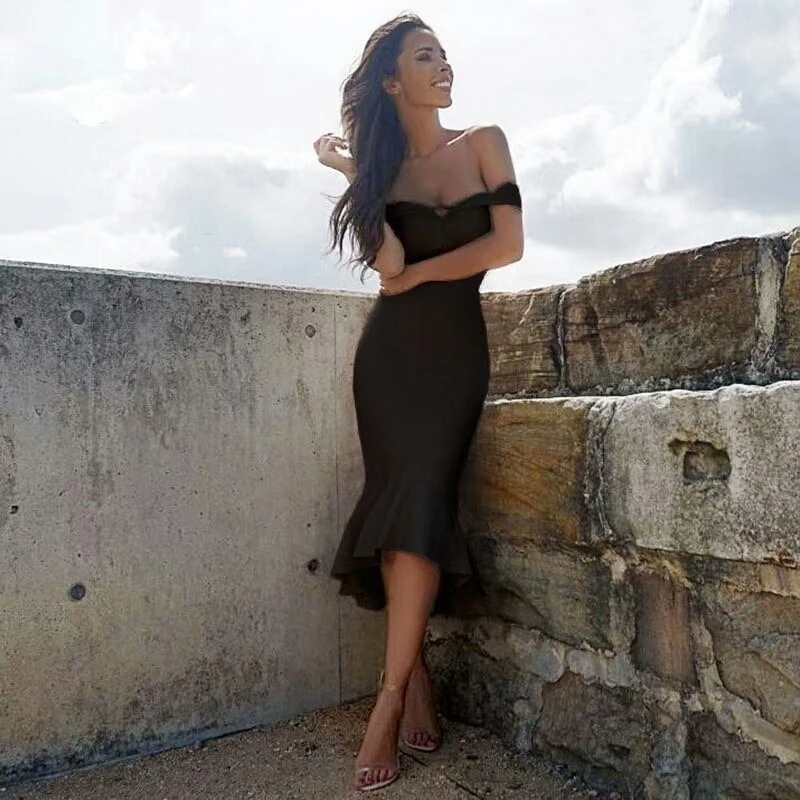 3 Colors Ladies HL Bandage Dress Off the Shoulder Bodycon Knee Length Dress Celebrity Fashion Dress Top Quality
3 Colors Ladies HL Bandage Dress Off the Shoulder Bodycon Knee Length Dress Celebrity Fashion Dress Top Quality