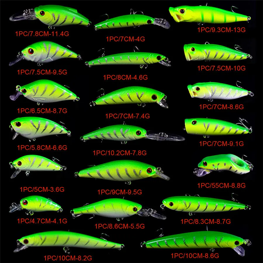 20pcs Assorted Bionic Minnow Fishing Lure Crankbait Hard Plastic Bass Bait Swimbait Artificial Sea Ice lake Ocean Rock Fly Lure
20pcs Assorted Bionic Minnow Fishing Lure Crankbait Hard Plastic Bass Bait Swimbait Artificial Sea Ice lake Ocean Rock Fly Lure