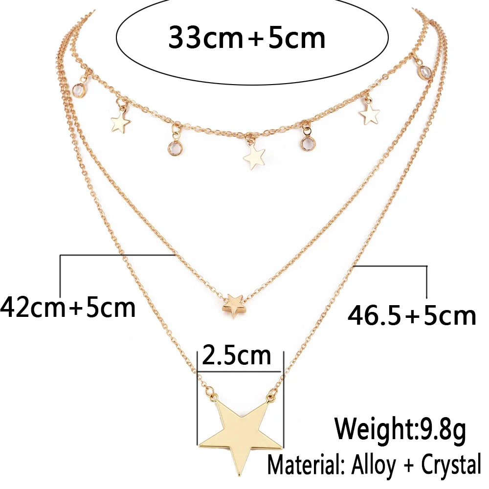 Bls-miracle в стиле бохо многослойное ожерелье с кристаллами капли воды для женщин