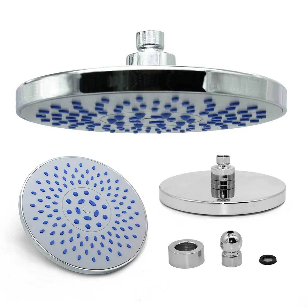 Swivel Chrome plated Large 8inch Round Overhead Single Spray Pattern Fixed Rainfall Shower Head Bath Sprayer 1/2" BSP connection
Swivel Chrome plated Large 8inch Round Overhead Single Spray Pattern Fixed Rainfall Shower Head Bath Sprayer 1/2" BSP connection