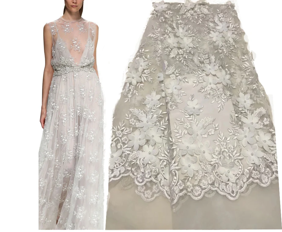 african lace fabric with 3D flower and beads 4.5*1.35m/lot 2018 latest white lace fabric high quality 3d lace fabric for wedding
african lace fabric with 3D flower and beads 4.5*1.35m/lot 2018 latest white lace fabric high quality 3d lace fabric for wedding