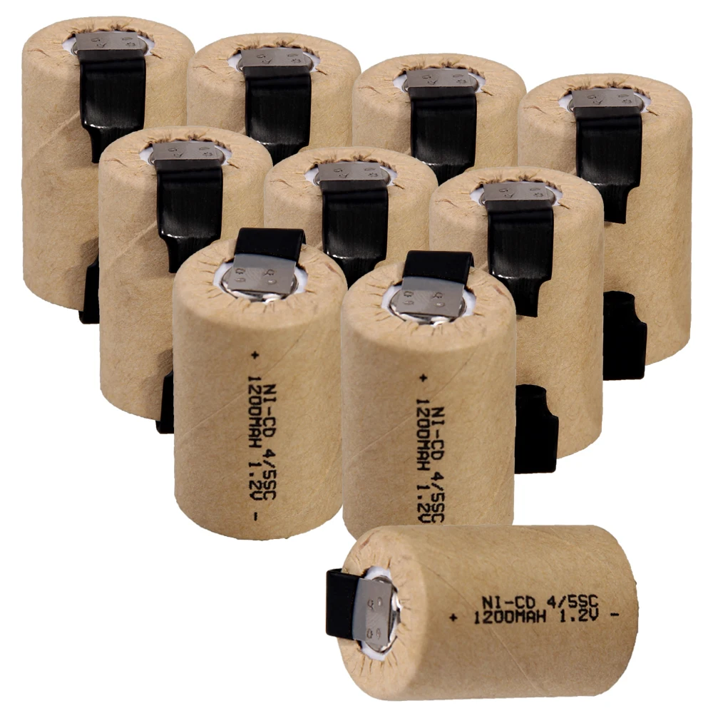 Реальная емкость 10 шт 4/5 аккумулятор SC 1200 mah 1 2 V NICD SUBC батареи для