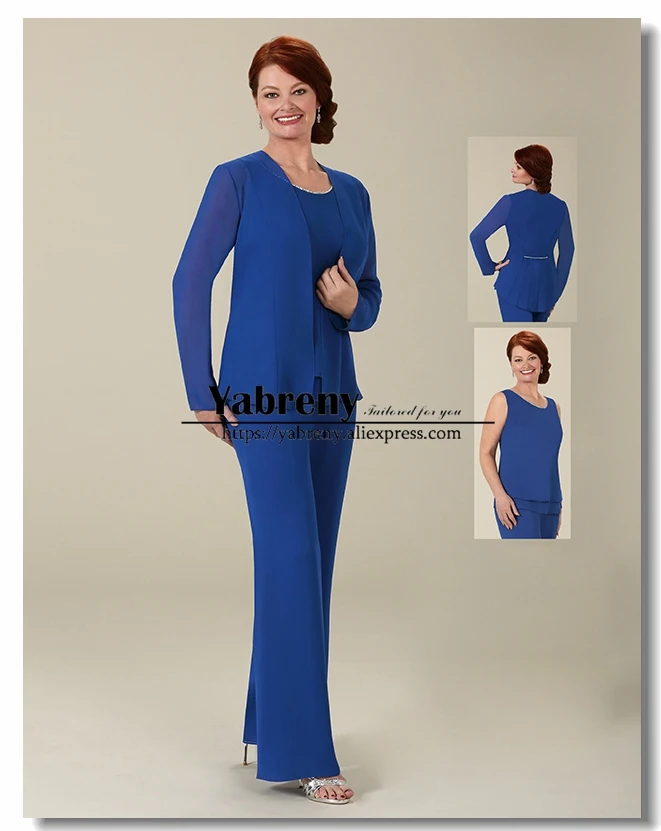 Formal Mother of the bride pant suits 3PC Royal blue chiffon trousers suit with jacket
Formal Mother of the bride pant suits 3PC Royal blue chiffon trousers suit with jacket