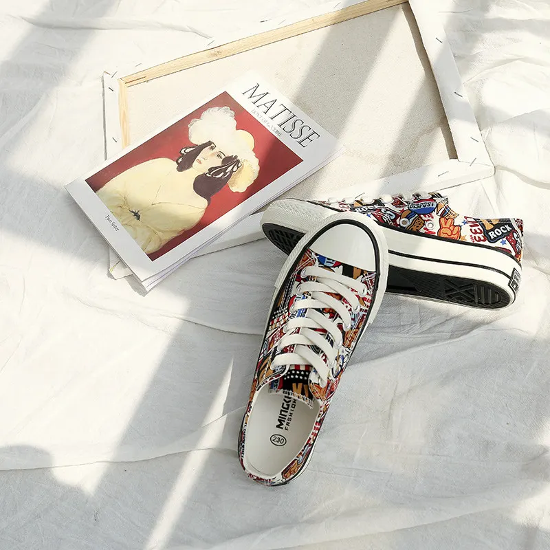 2019 Fashion Women Vulcanized Shoes Sneakers Summer Colorful Graffiti Printed Flat High top Canvas Shoes Women alpargatas mujer
2019 Fashion Women Vulcanized Shoes Sneakers Summer Colorful Graffiti Printed Flat High top Canvas Shoes Women alpargatas mujer