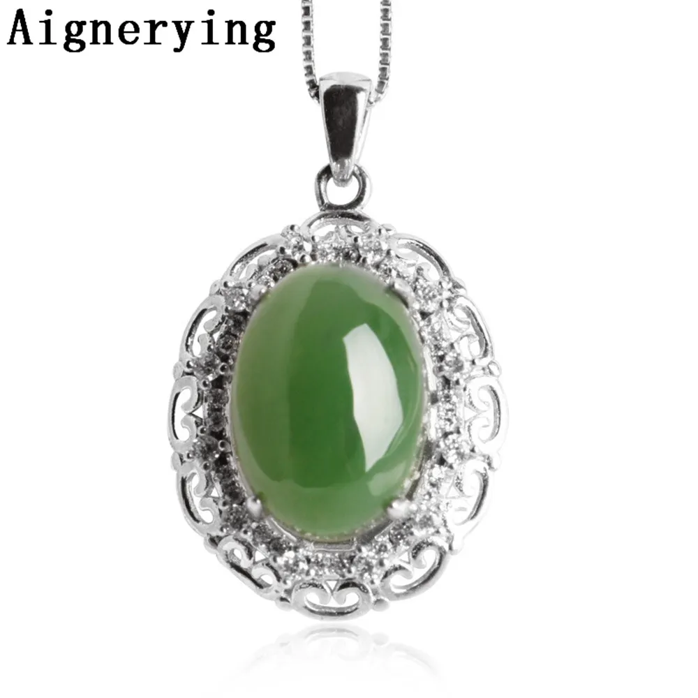 Vintage Pendant Certificate 925 Silver Necklace Green Jade Zircon Inlaid Cute For Woman Charm Gift with Craft Box
Vintage Pendant Certificate 925 Silver Necklace Green Jade Zircon Inlaid Cute For Woman Charm Gift with Craft Box