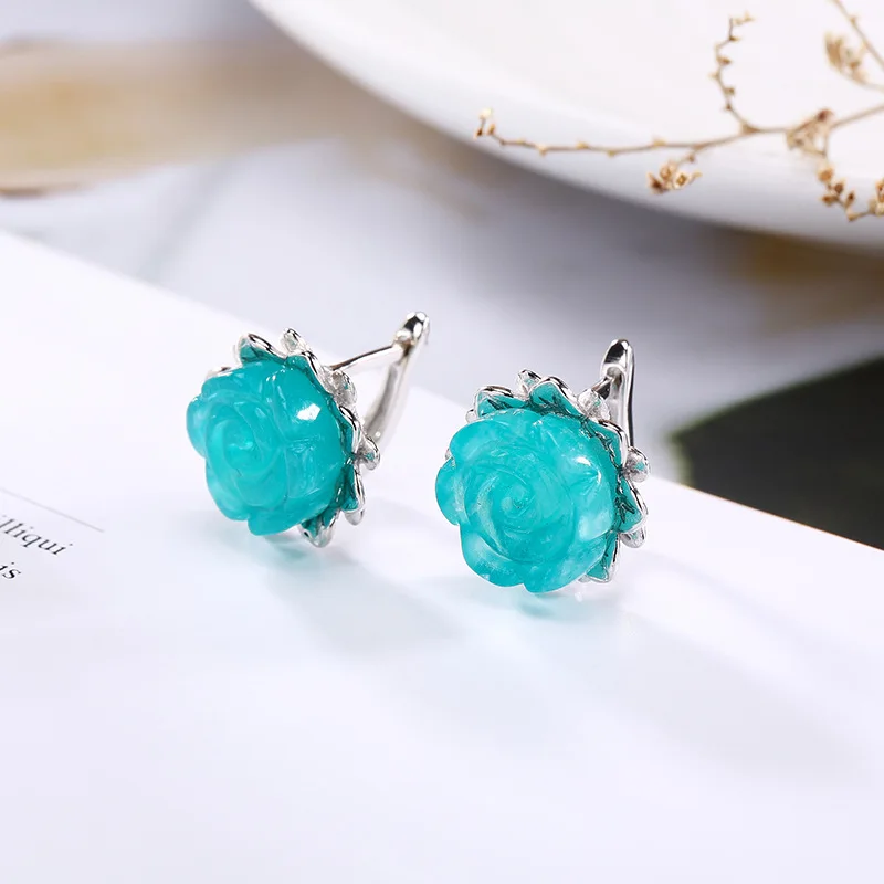 L&P Elegant Real Silver Rose Earrings for Women Natural Amazonite Dangle Hanging Earring 925 Sterling-silver Luxury Fine Jewelry
L&P Elegant Real Silver Rose Earrings for Women Natural Amazonite Dangle Hanging Earring 925 Sterling-silver Luxury Fine Jewelry