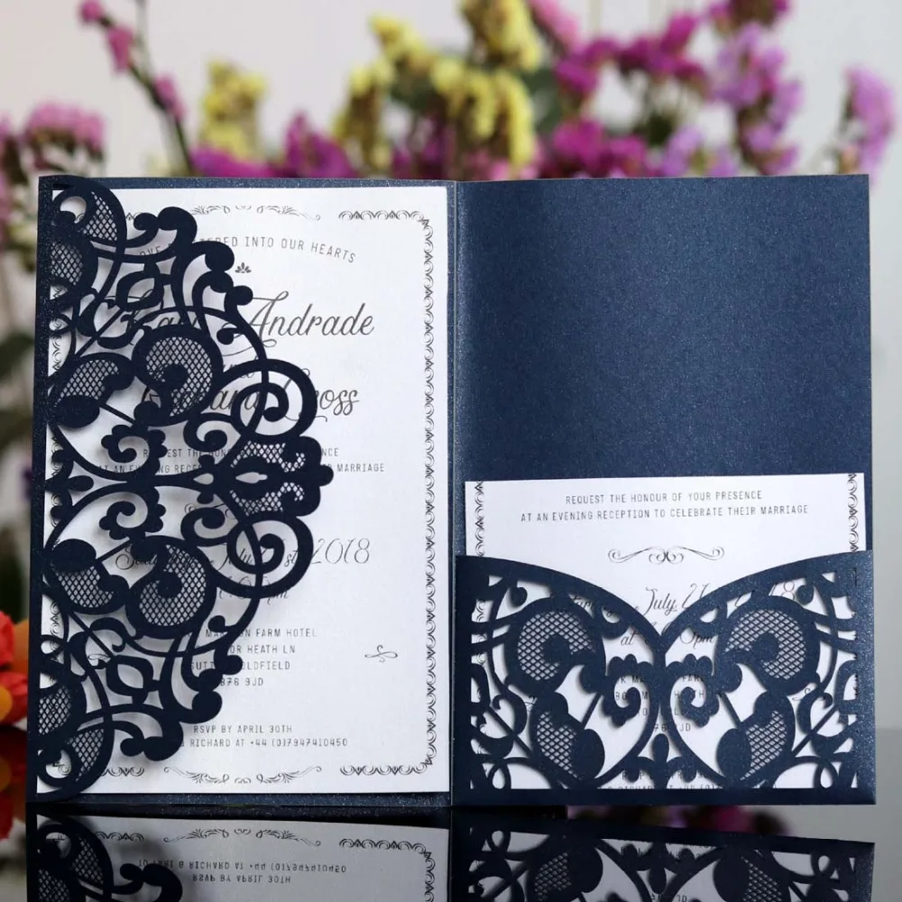 Laser Cut Wedding Invitations 100pcs, White & Navy Blue Elegant Birthday Cards for Marriage Party, With Envelopes & Rsvp Card
Laser Cut Wedding Invitations 100pcs, White & Navy Blue Elegant Birthday Cards for Marriage Party, With Envelopes & Rsvp Card