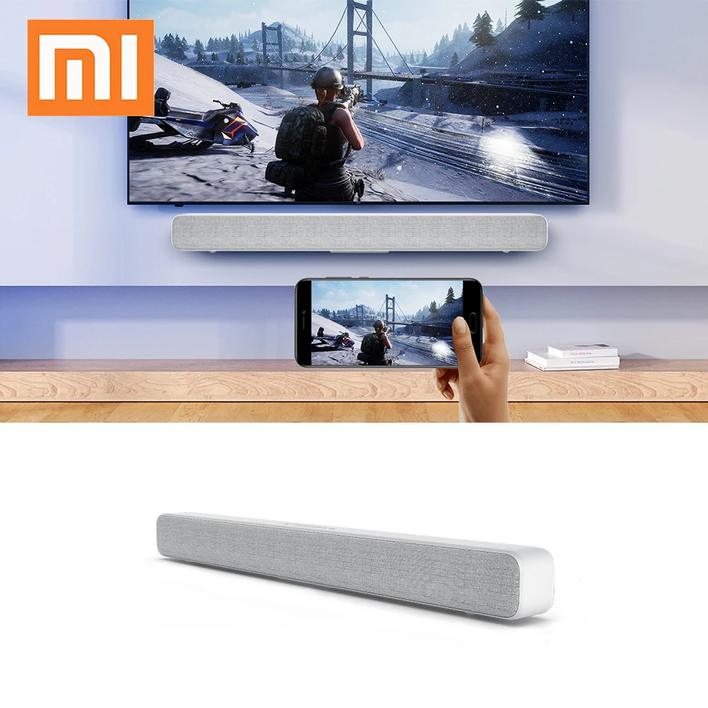 Xiaomi беспроводной ТВ bluetooth колонка динамик стильная ткань звук бар поддержка