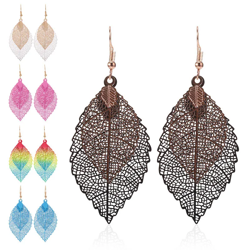 HOCOLE Fashion Leaf Drop Earrings For Women Bohemian Hollow Out Double Leaf Pendant Dangle Earring Female Vintage Jewelry Party
HOCOLE Fashion Leaf Drop Earrings For Women Bohemian Hollow Out Double Leaf Pendant Dangle Earring Female Vintage Jewelry Party