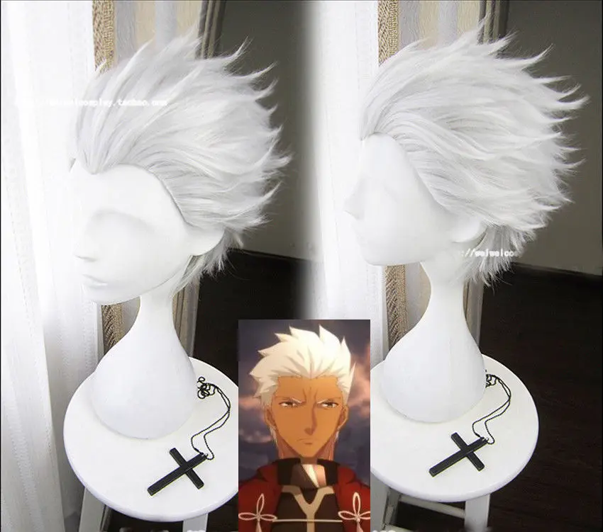 Shumeier Fate Stay Night Go Extra Archer Emiya короткий серебристо белый синтетический парик для